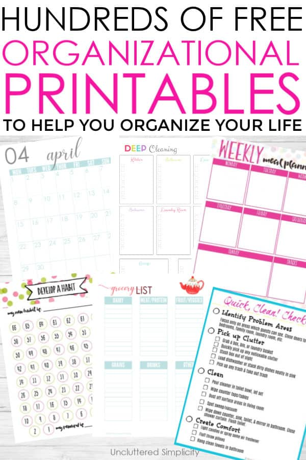 Free Organizational Printables For The Home To Organize Your Life 