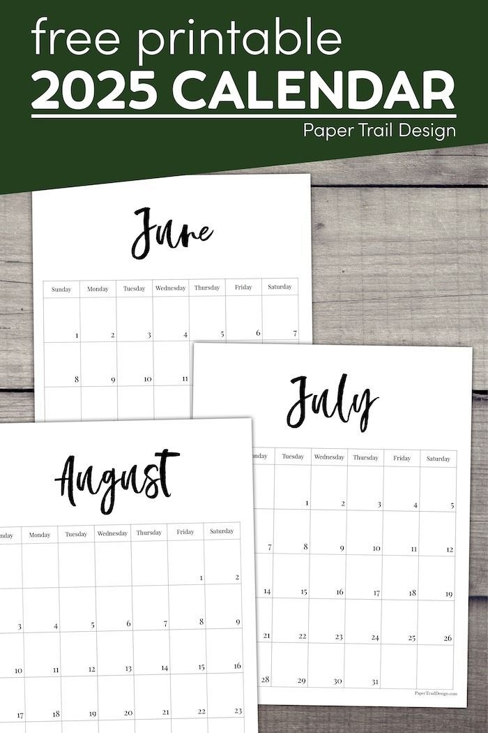 Free Printable 2025 Monthly Calendars
