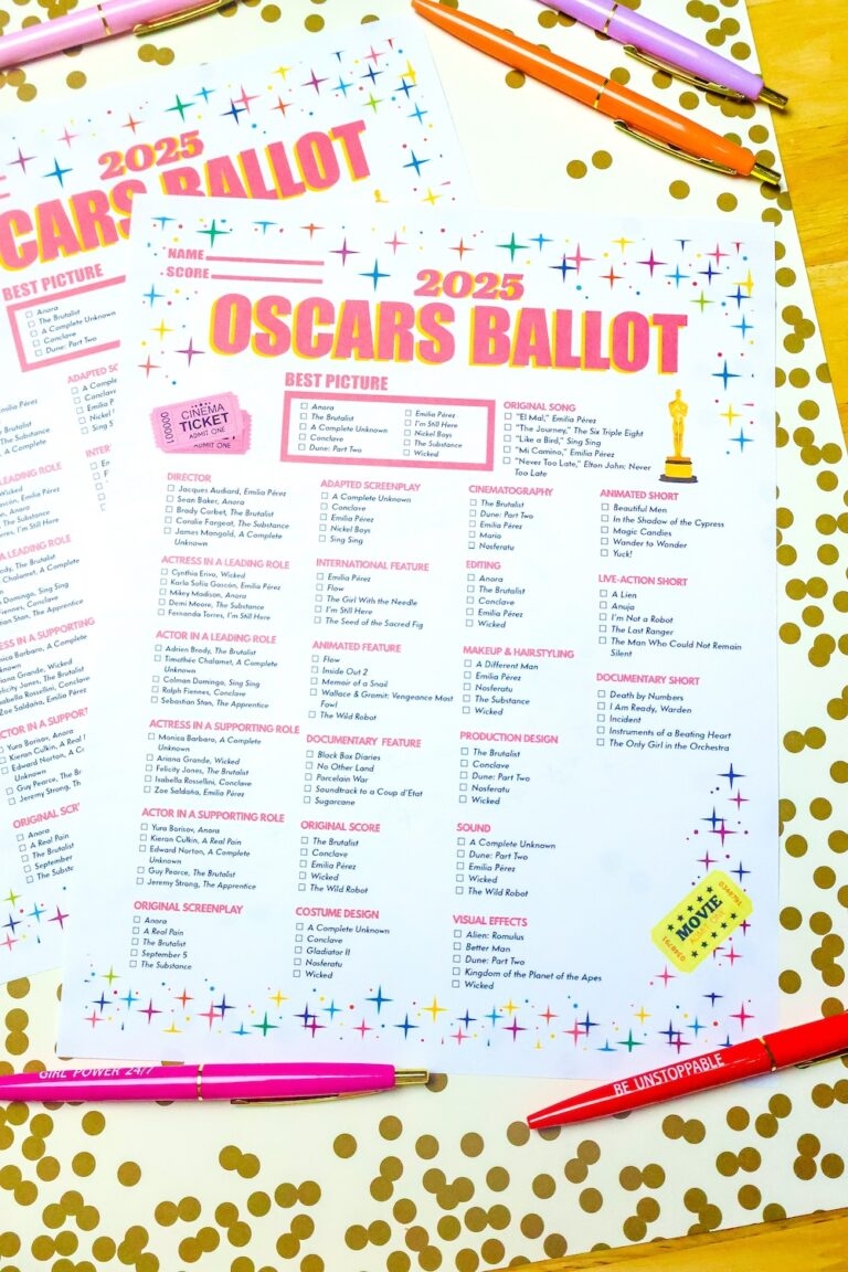 Free Printable 2025 Oscars Ballot Brite And Bubbly