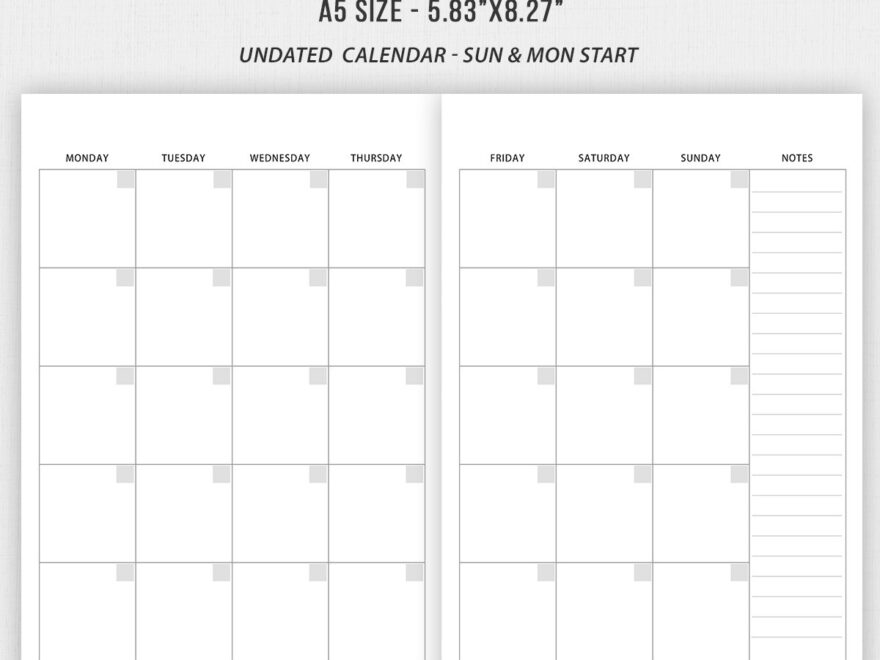 Free Printable A5 Monthly Calendar 2025 Aurora Taylor
