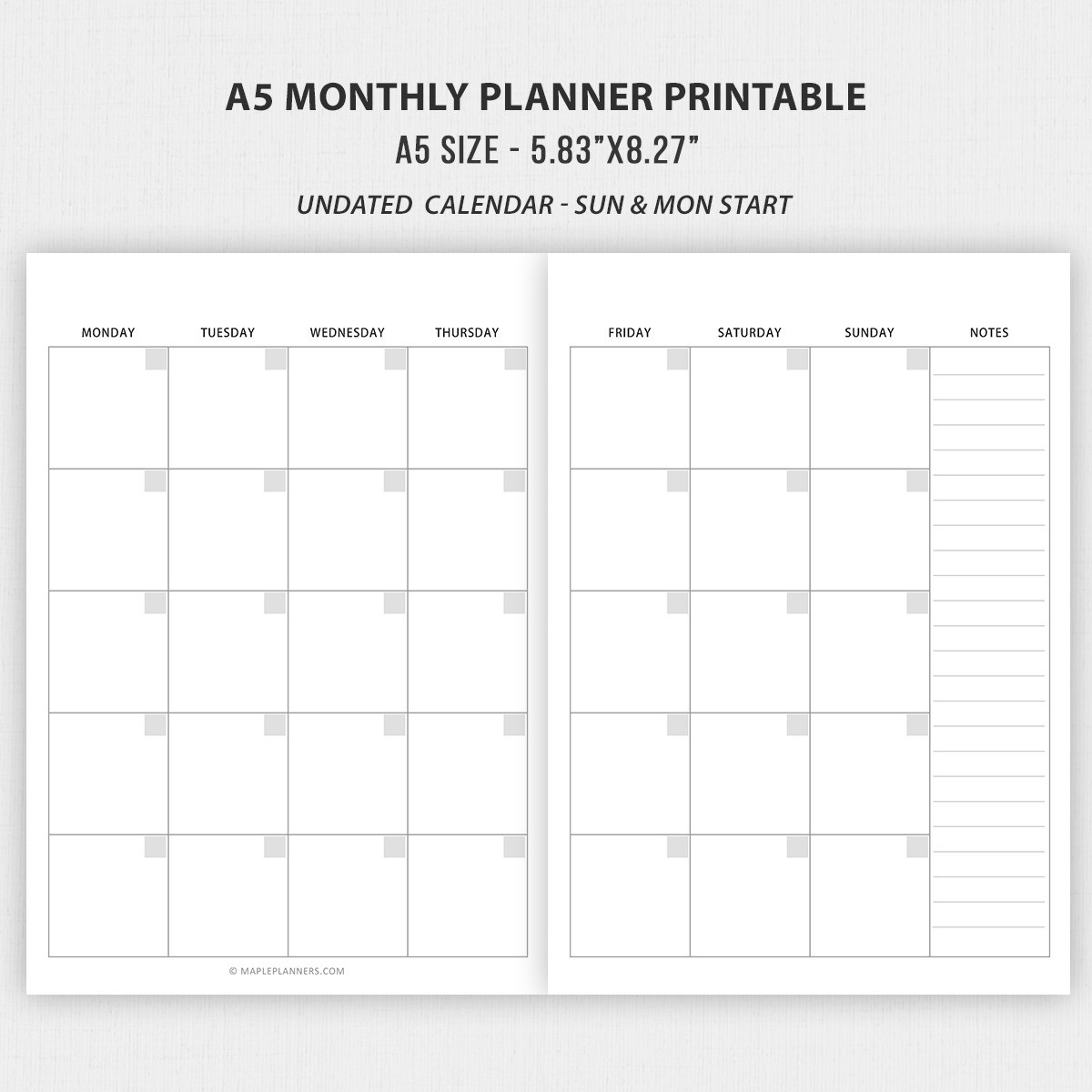 Free Printable A5 Monthly Calendar 2025 Aurora Taylor
