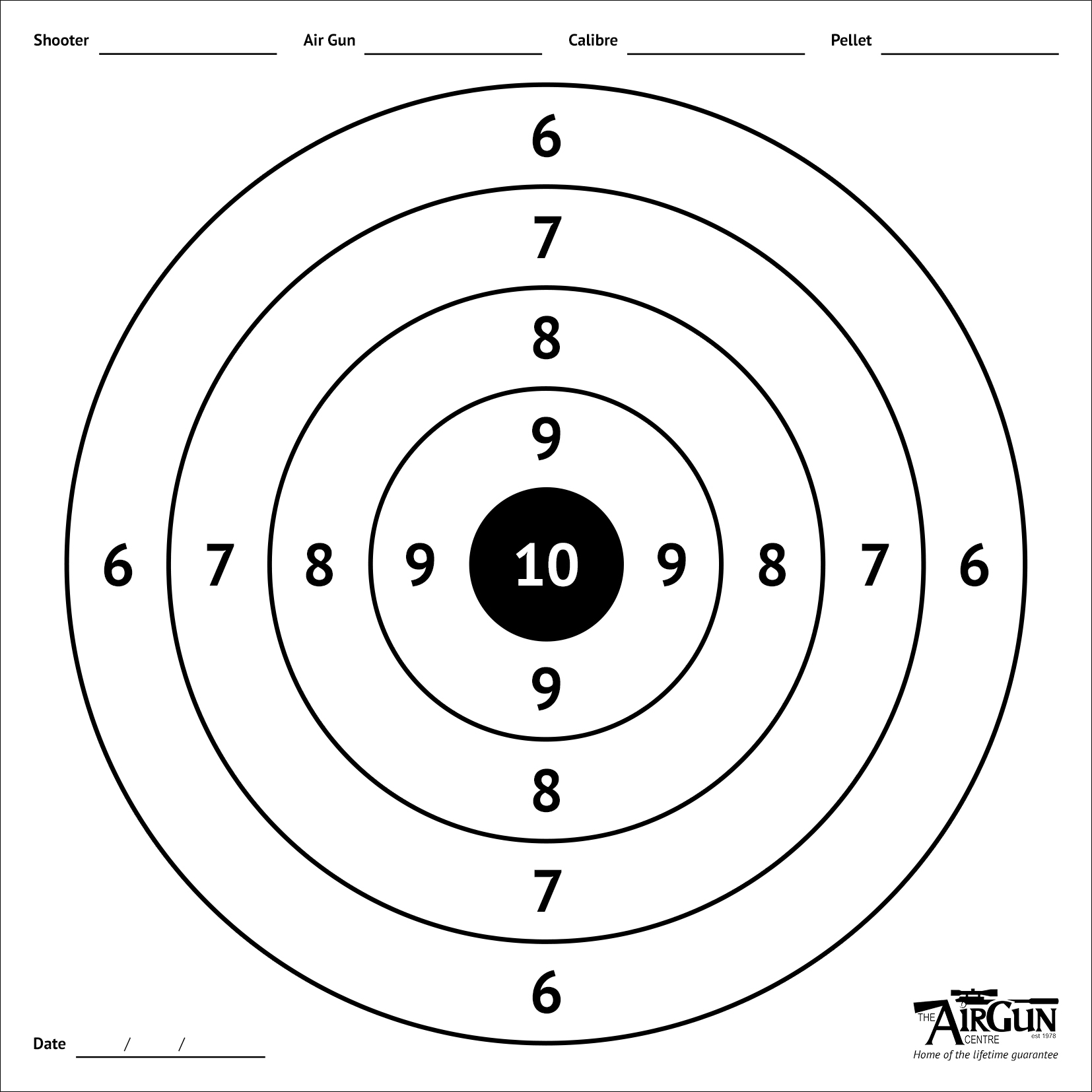 10 Meter Air Rifle Target Printable