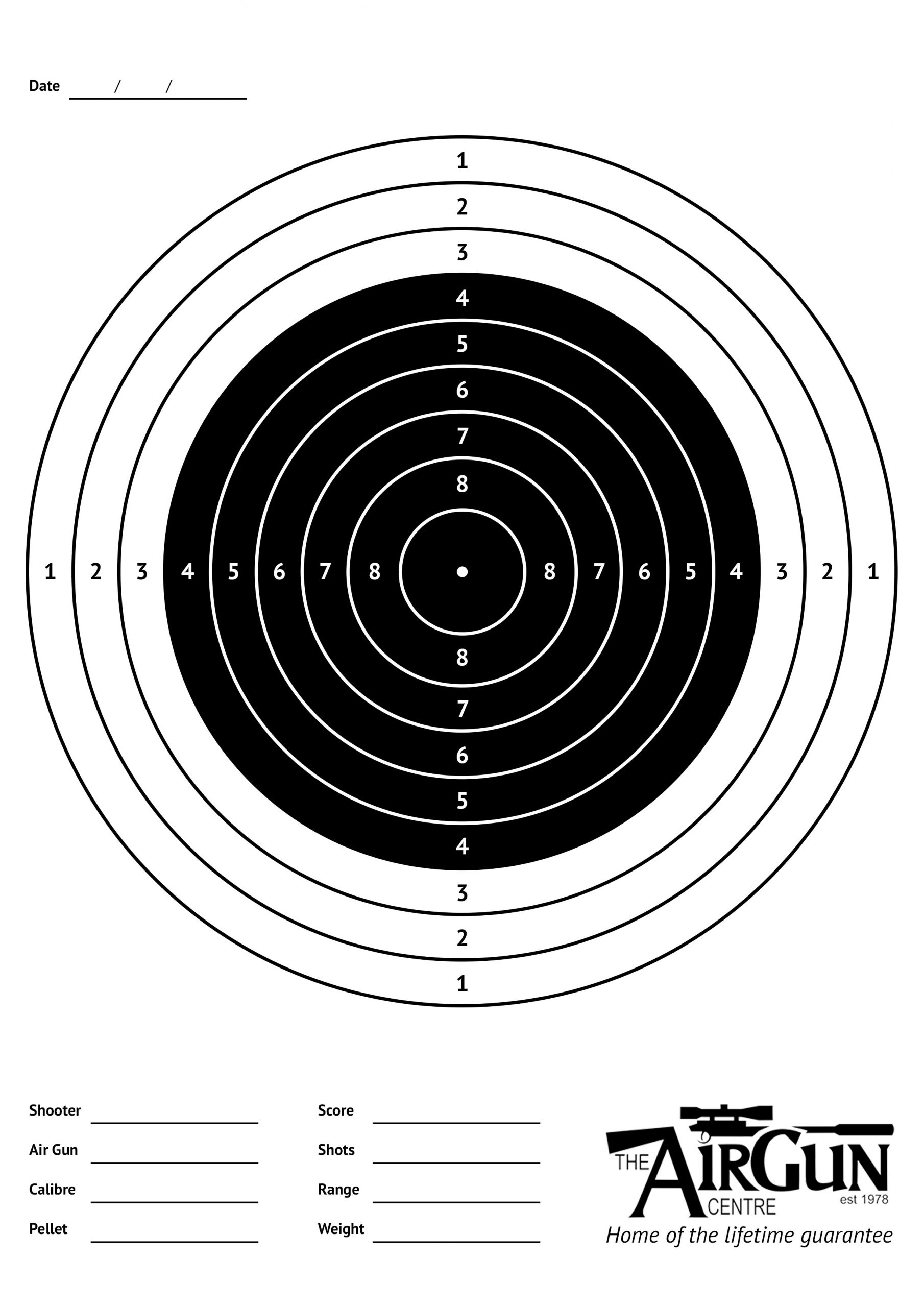 Free Printable Air Rifle Targets A4 17cm 14cm The Airgun Centre
