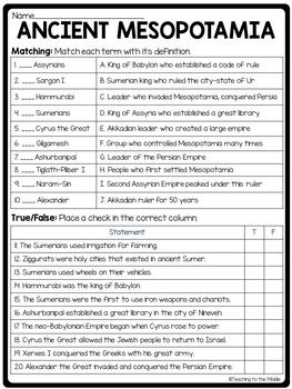 Free Printable Ancient Mesopotamia Worksheets