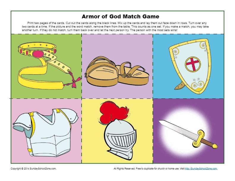Free Printable Armor Of God Activities On Sunday School Zone