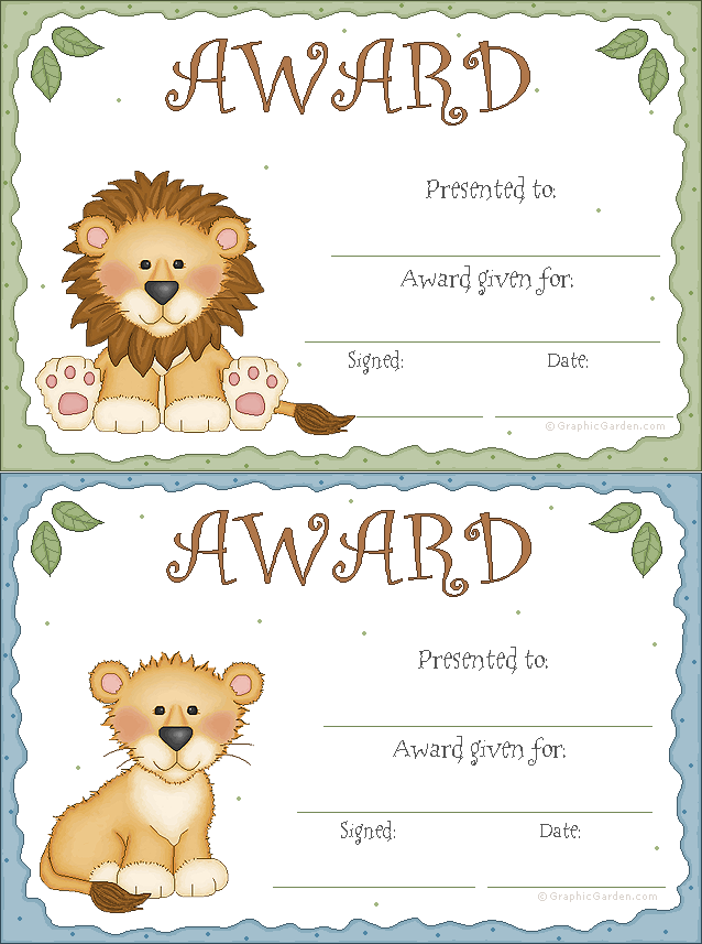 Free Printable Awards Blank Or Printed Many More Designs From 