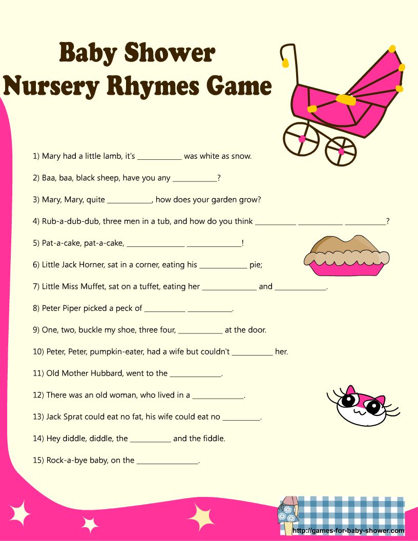 Baby Shower Games Printable With Answers