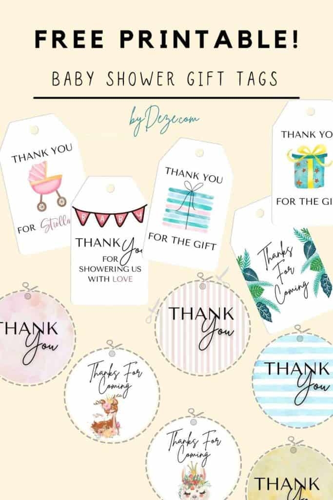 Free Printable Baby Shower Thank You Tags for Favors Goodie Bags 