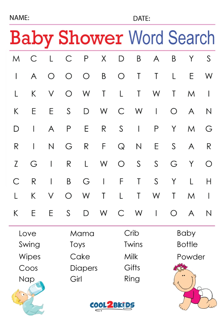 Free Printable Baby Shower Word Search Puzzles Word Search Maker