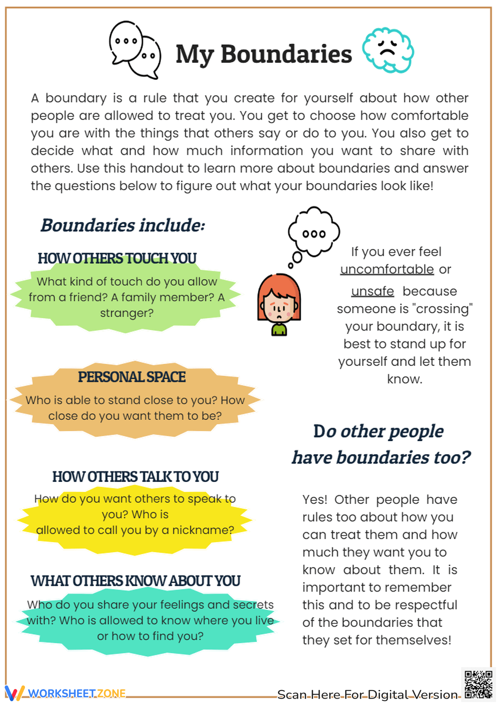 Boundaries Worksheets Therapeutic Free Printable