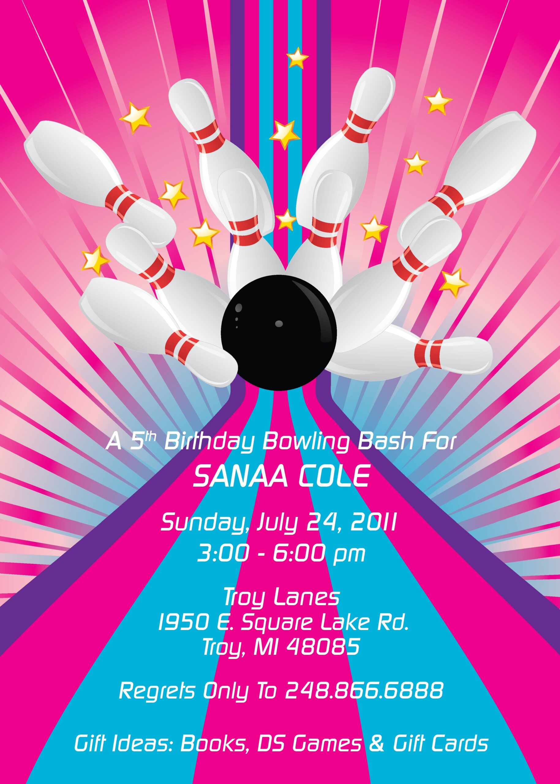 Free Printable Bowling Birthday Party Invitations Printable Word Searches