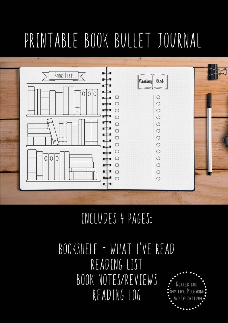 Free Printable Bullet Journal Books To Read Template