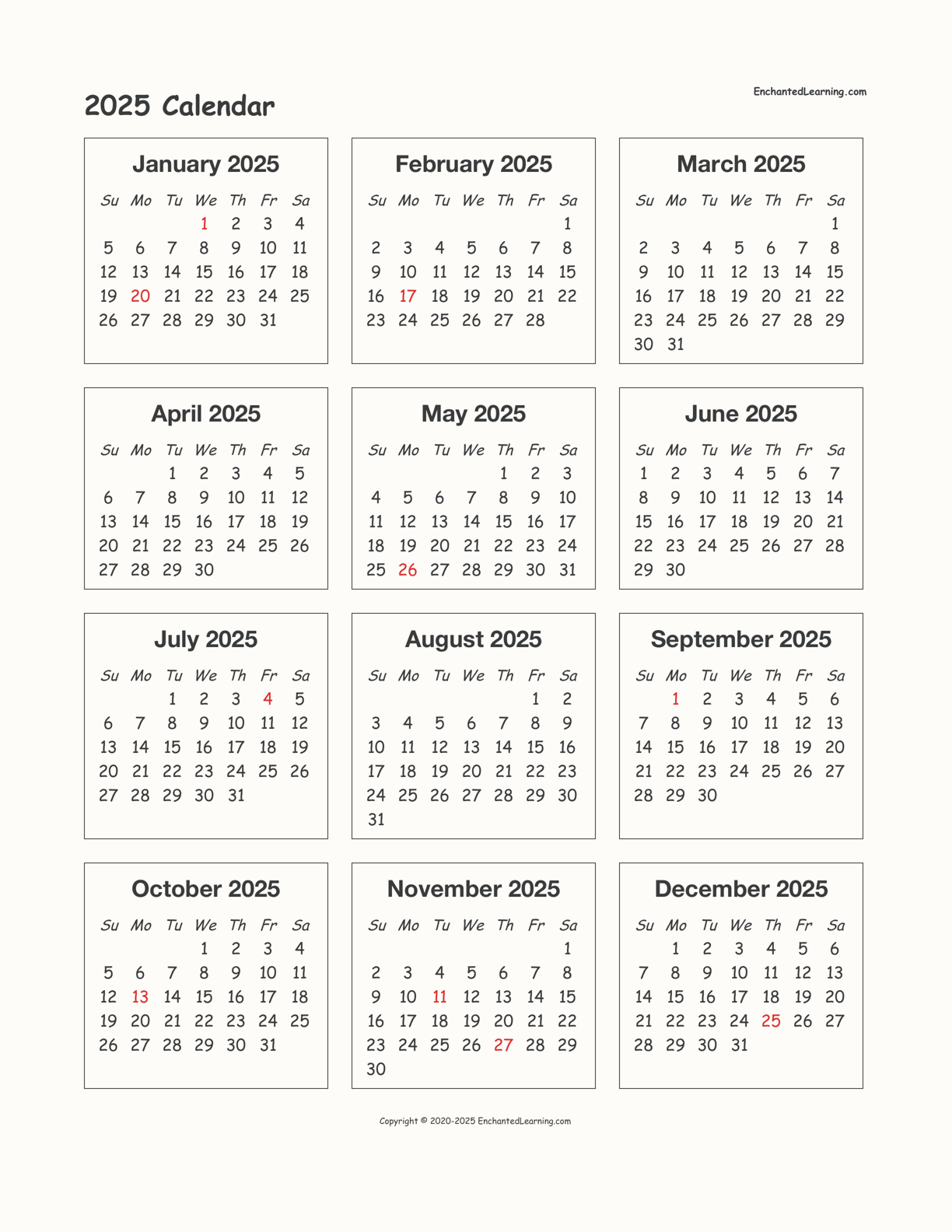 Free Printable Calendar 2025 Yearly Holidays Printable Isabel Quinn