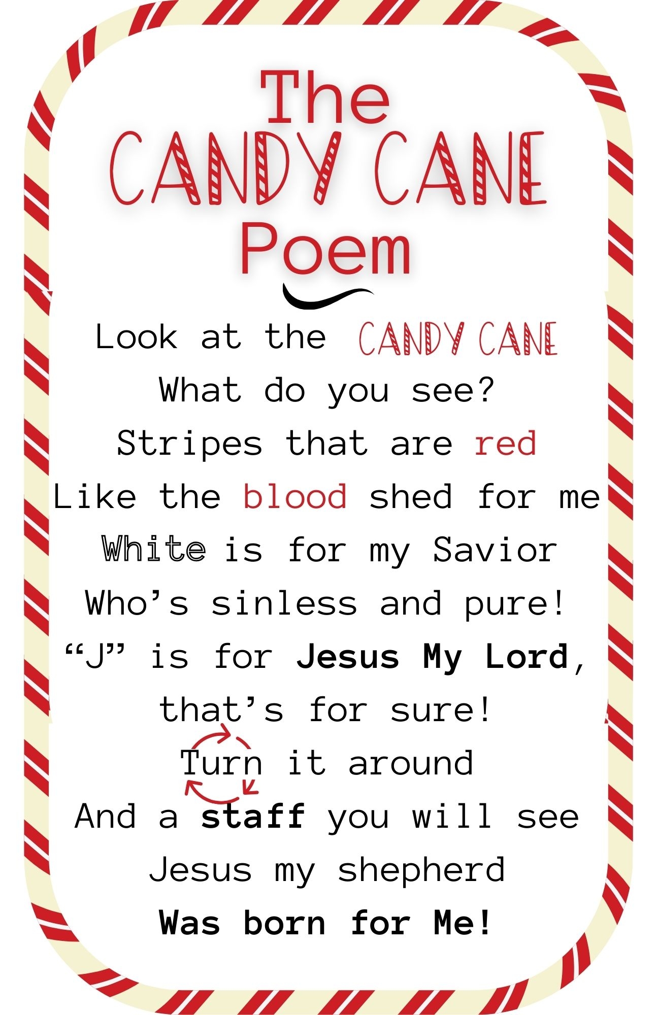 Free Printable Candy Cane Poem Healing Home