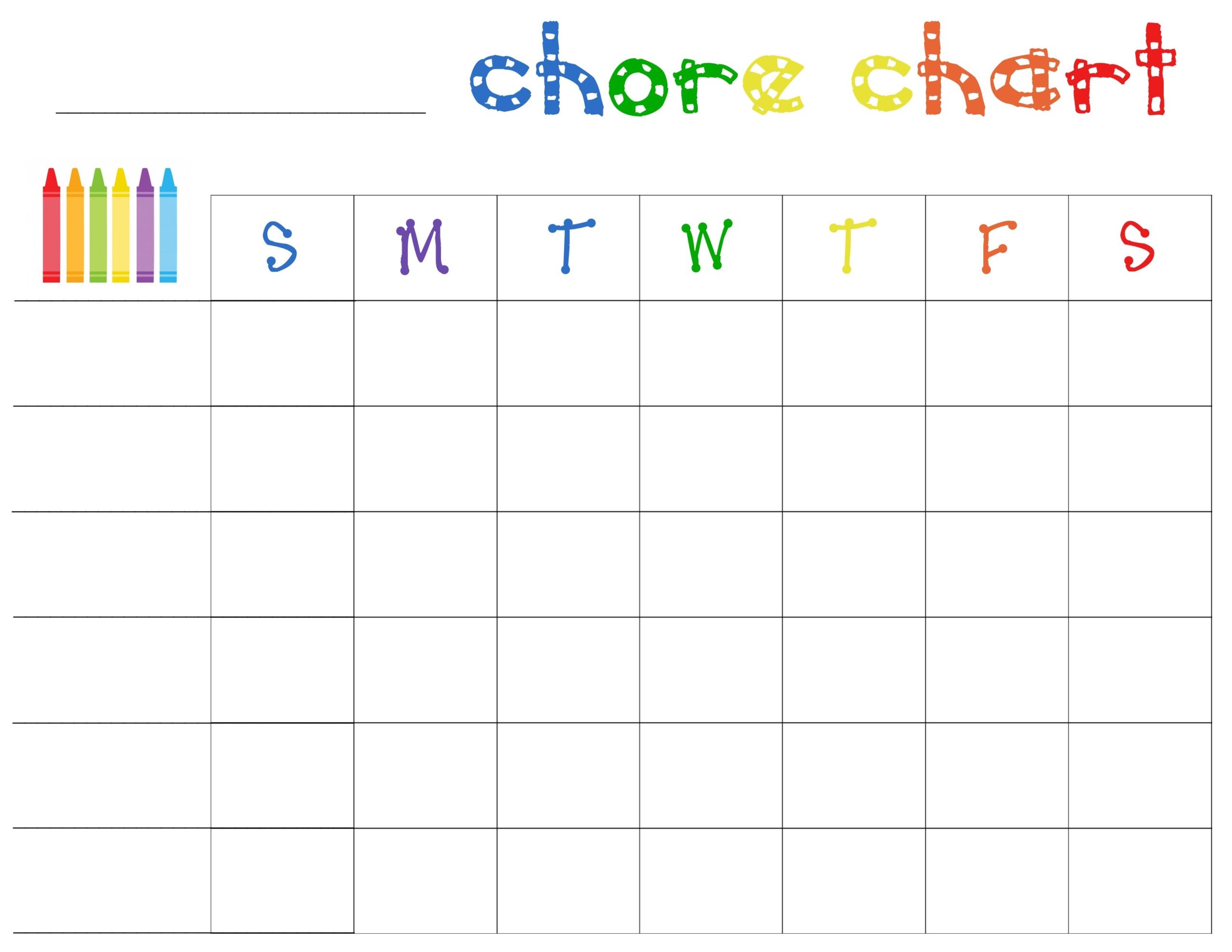 Printable Blank Chore Chart Template Kids