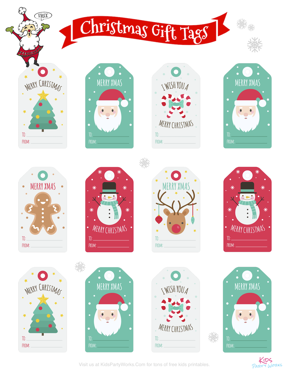 Free Printable Christmas Gift Tags By KidsPartyWorks Com Christmas 