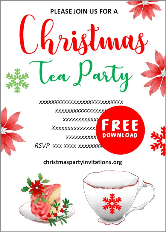 Free Printable Christmas Tea Party Invitations Printable Free Templates