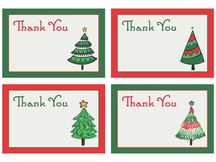 Free Printable Christmas Thank You Note Cards
