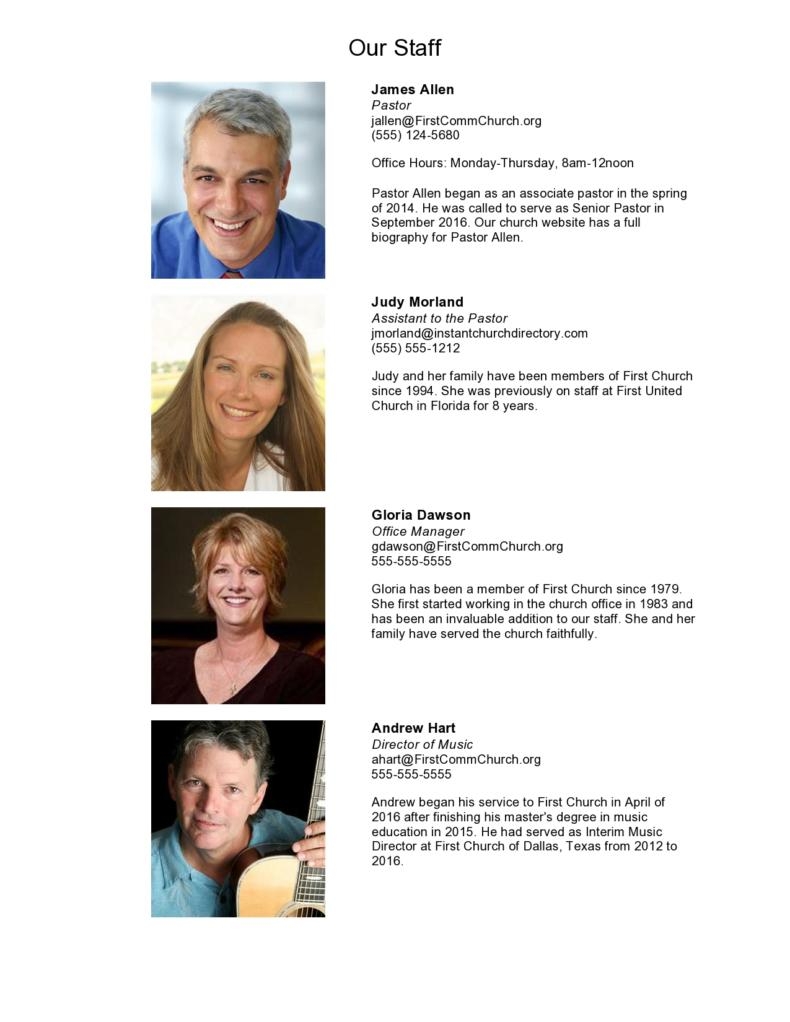 Free Printable Church Directory Template