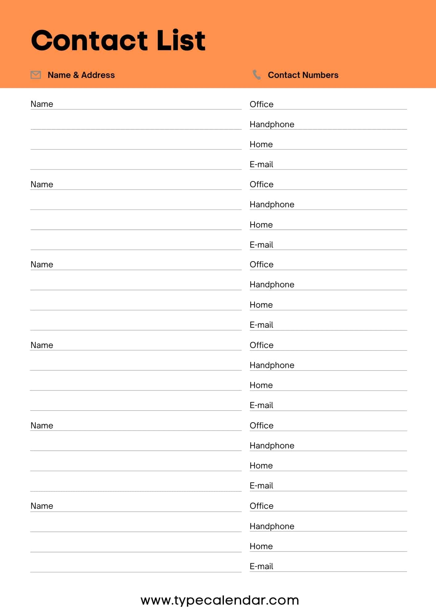 Free Printable Contact List Template Our Comprehensive 