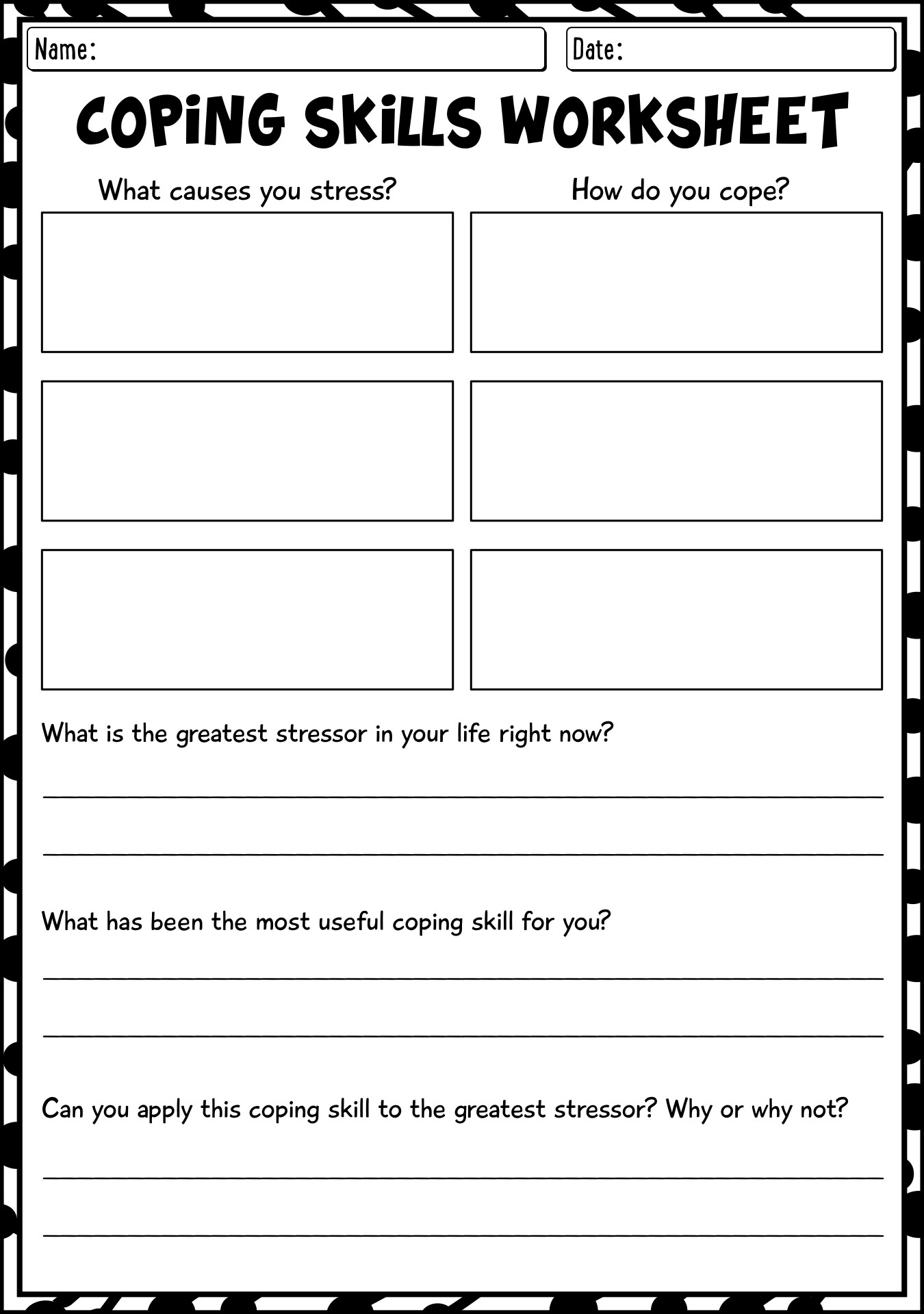 Free Printable Coping Skills Worksheets For Adults Free Templates 