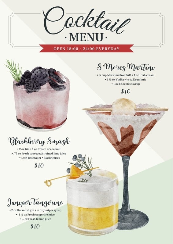 Free Printable Custom Drink Menu Templates Canva