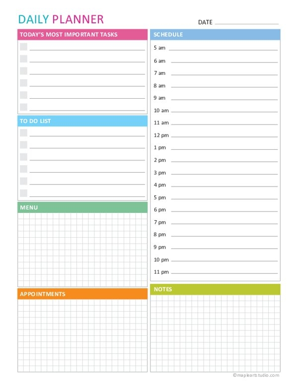 Free Printable Daily Planner With Time Slots