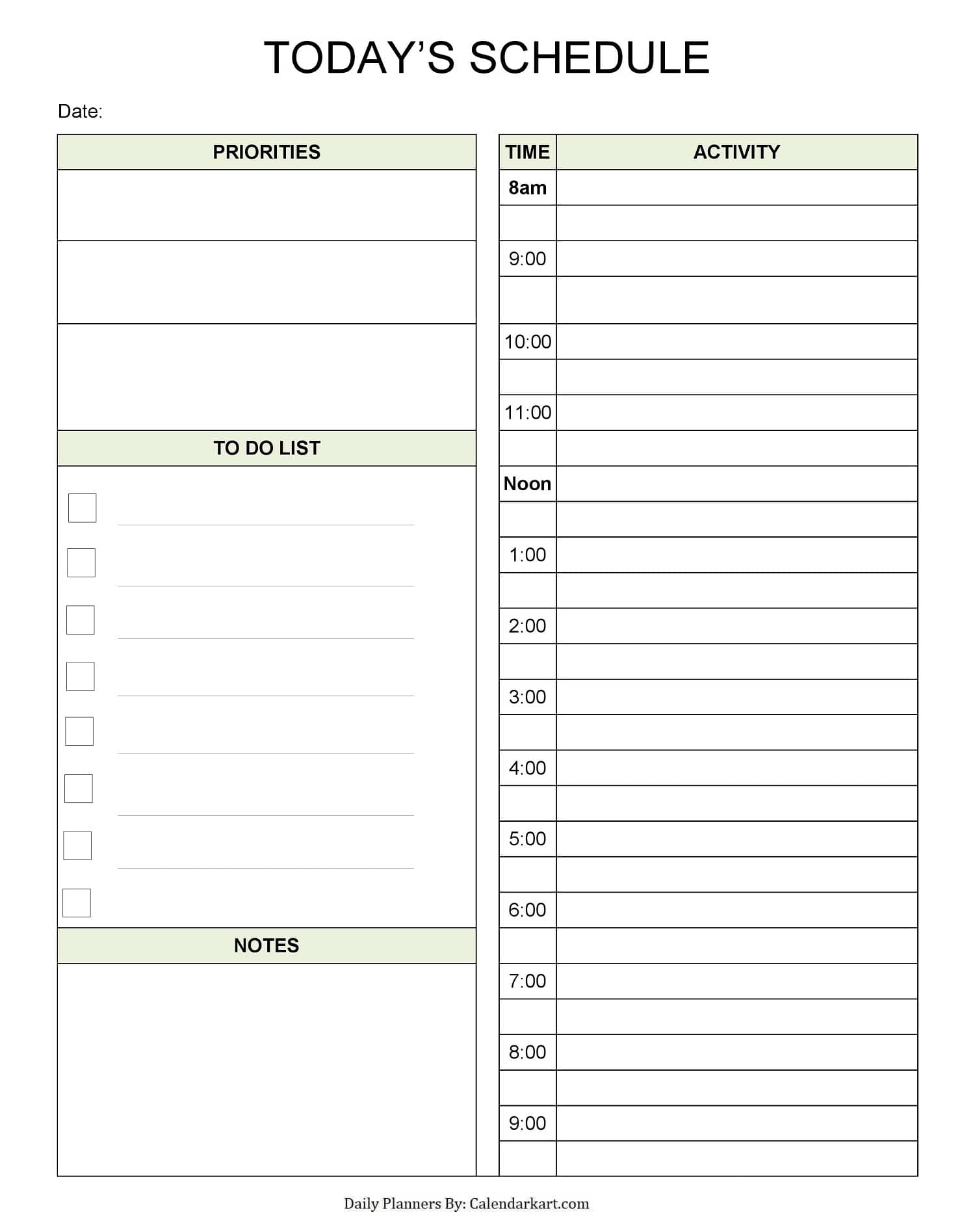 Free Printable Daily Schedule Templates Printable Form Templates And 