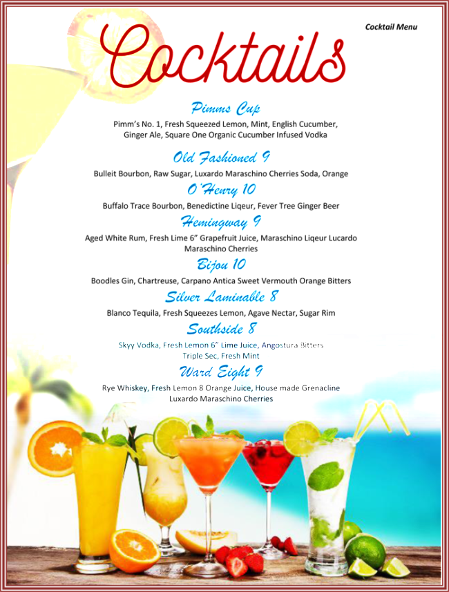 Free Printable Drink Menu Template