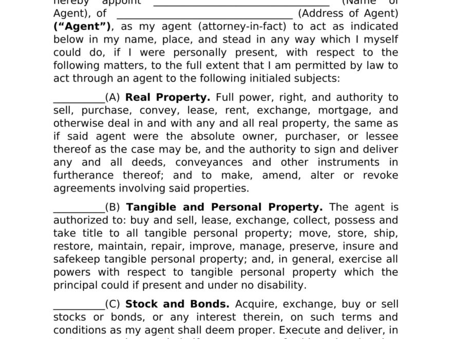 Free Printable Durable Power Of Attorney Form If You Wish To Name