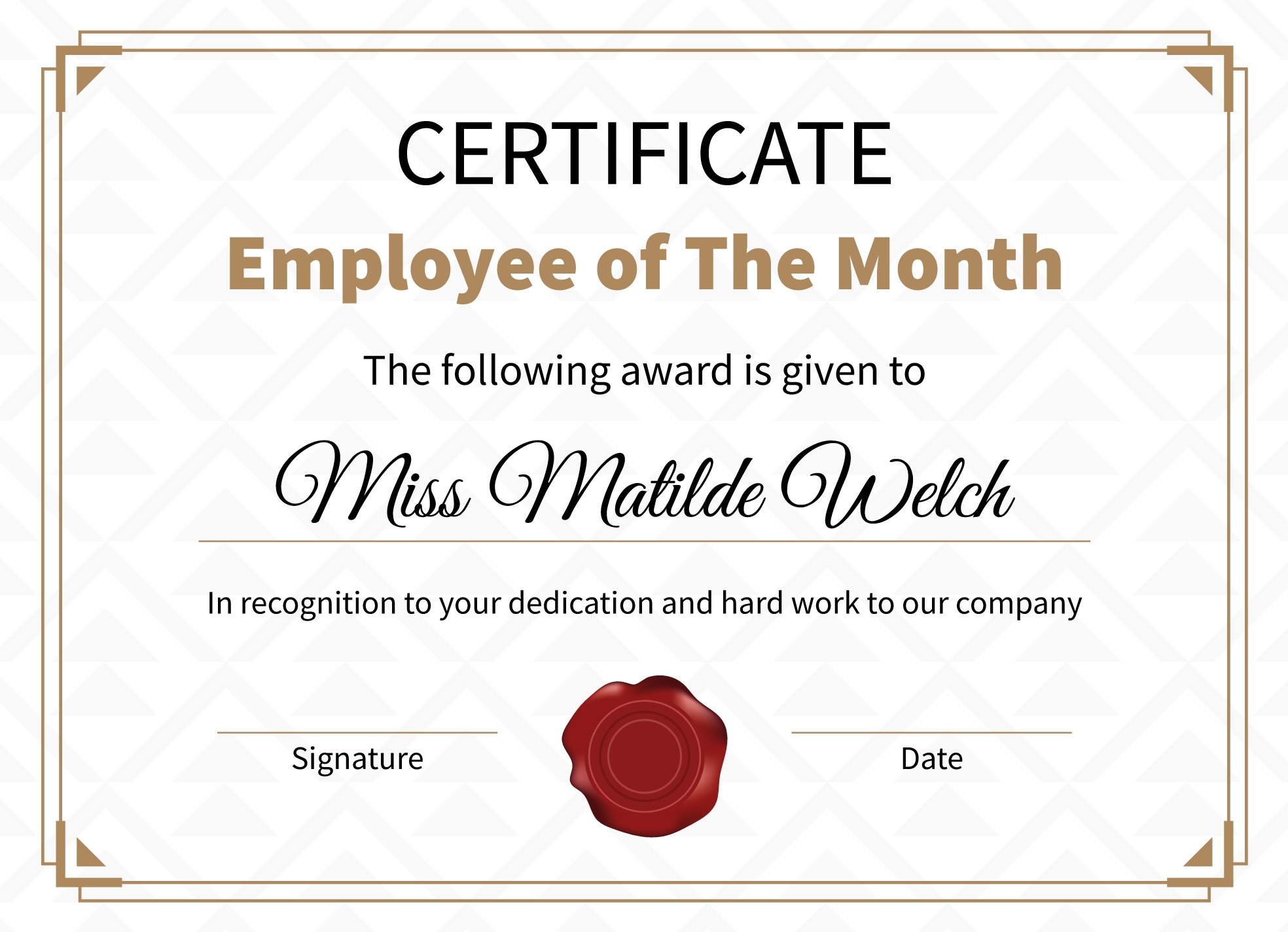 Free Printable Employee Of The Month Certificate