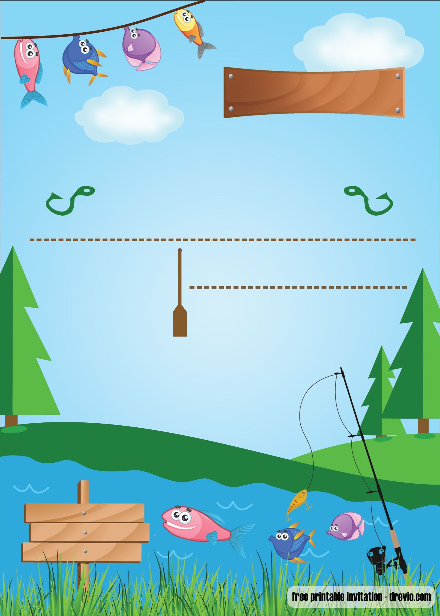 FREE Printable Fishing Birthday Party Invitation Template Download 