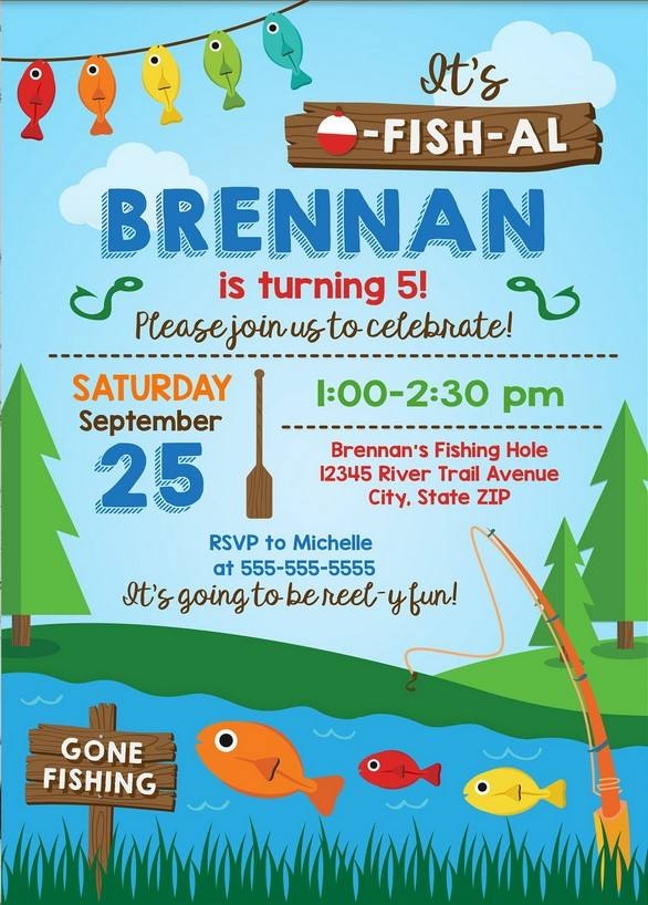 FREE Printable Fishing Birthday Party Invitation Template Download 