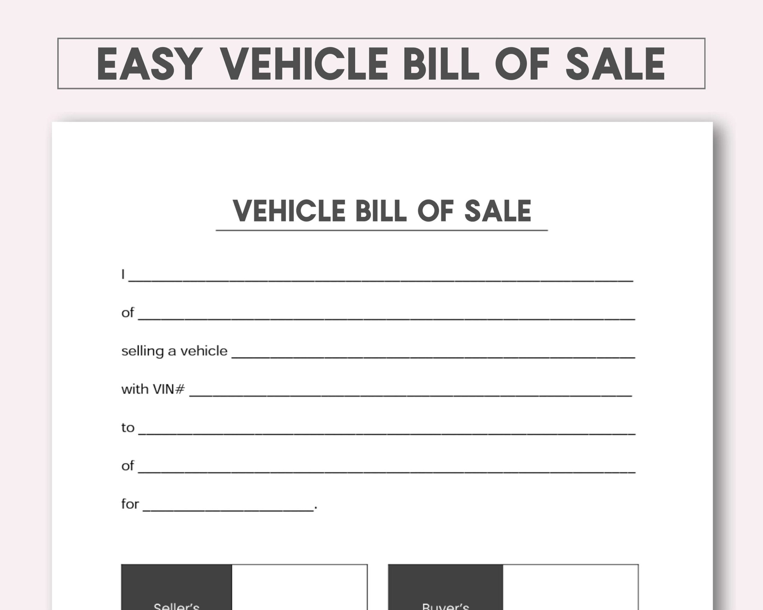 Printable Vehicle Bill Of Sale