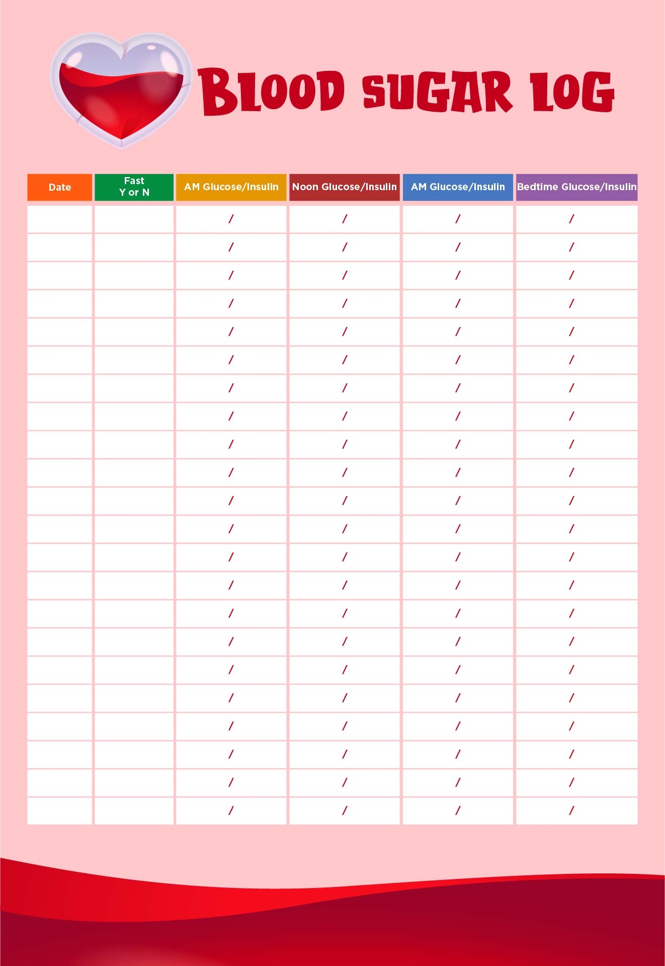 Free Printable Monthly Blood Sugar Log