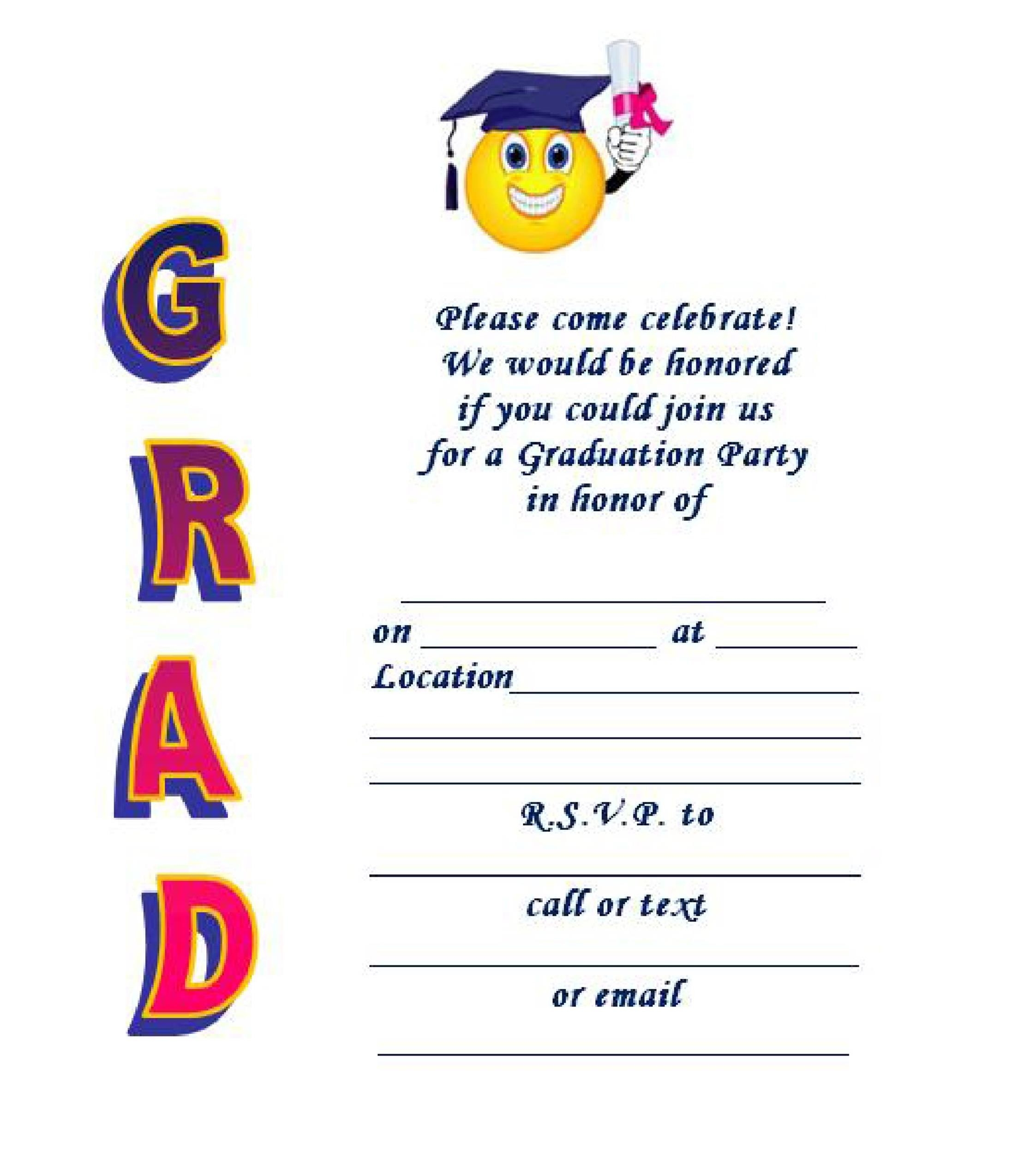 Free Printable Graduation Invitation Template Printable Templates