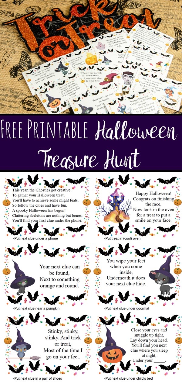 Free Printable Halloween Treasure Hunt 24 Clues Plus Blanks