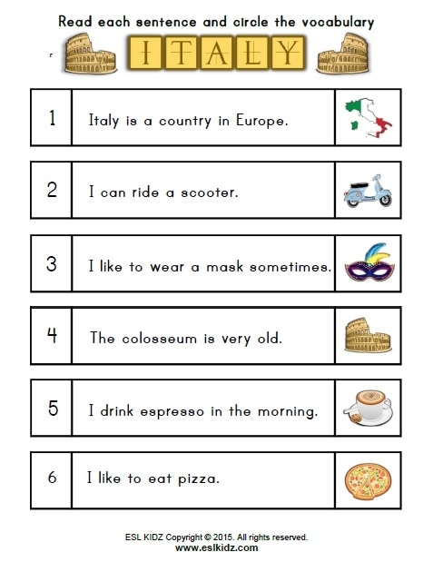 Free Printable Italian Worksheets Printable Templates