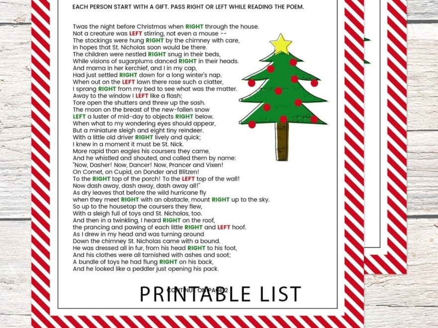 Free Printable Left Right Christmas Game