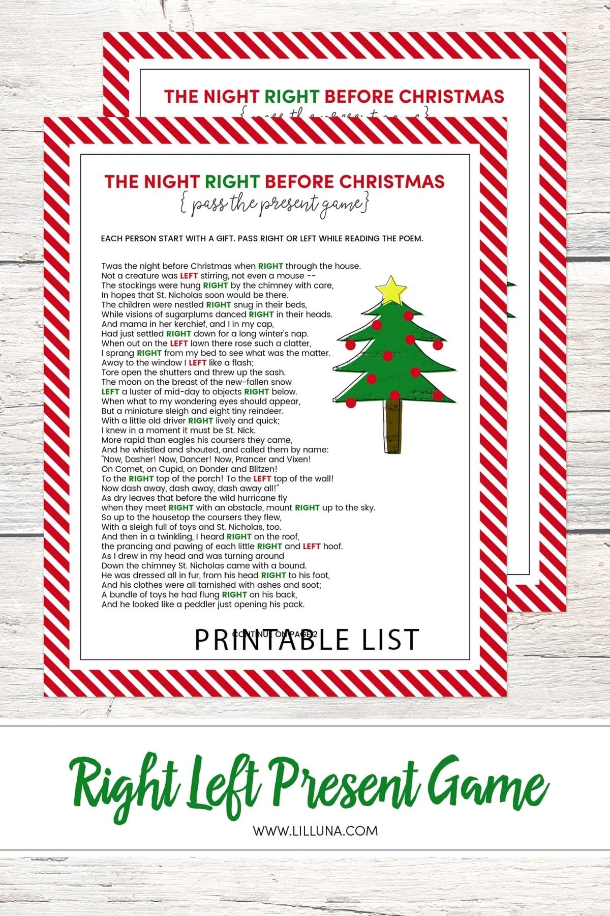 Free Printable Left Right Christmas Game