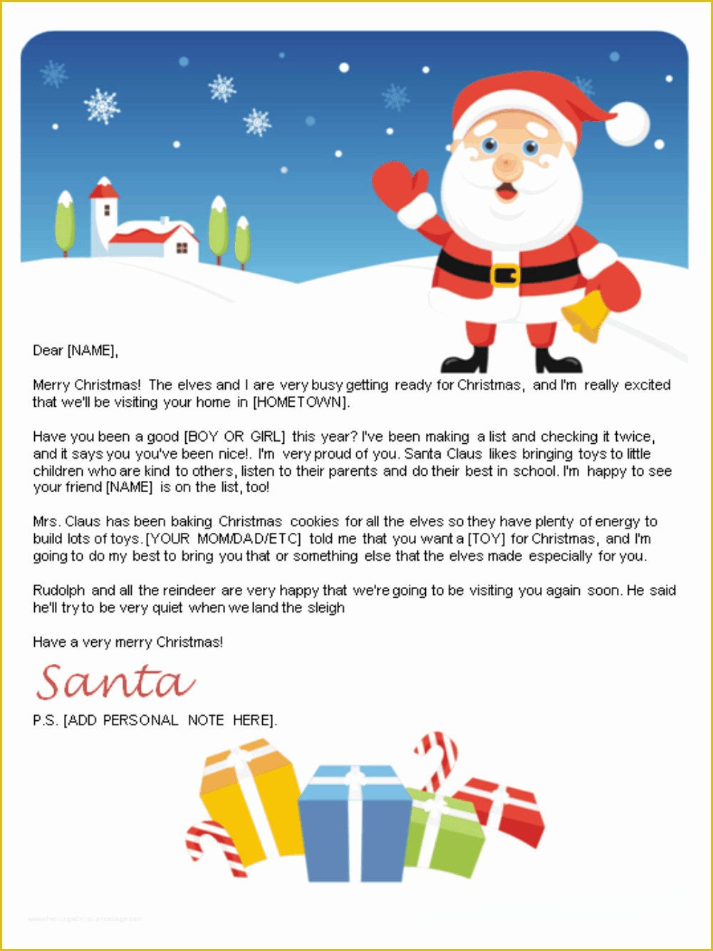 Free Printable Letter From Santa Word Template Of Reply From Santa 