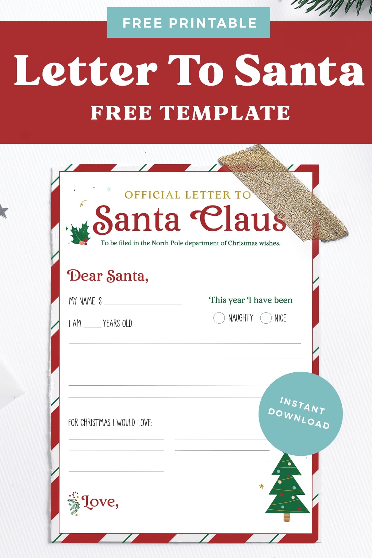 FREE Printable Letter To Santa Template Favorite Printables