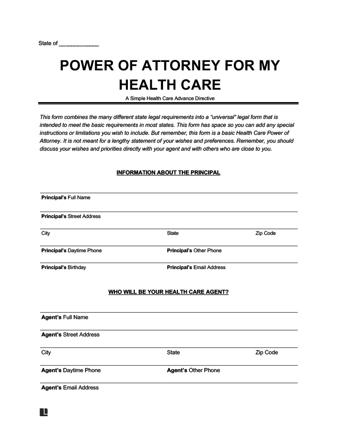 Free Printable Medical Power Of Attorney Forms