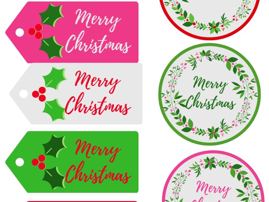 Free Printable Merry Bright Gift Tags ConfettiStyle