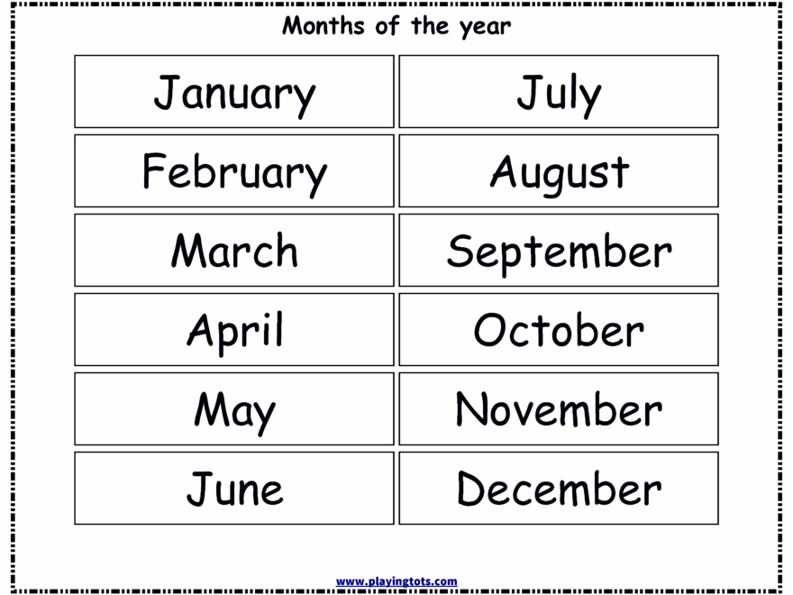 Free Printable Months Of The Year Chart Free Printable