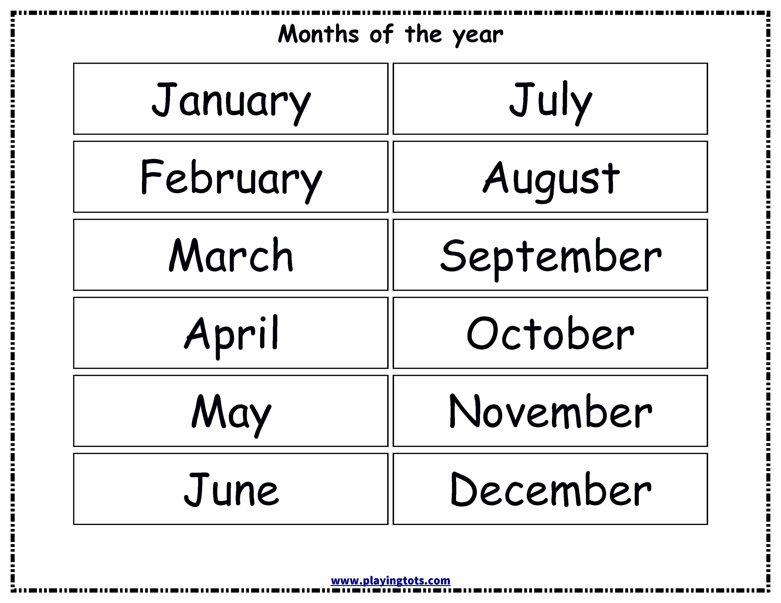 Free Printable Months Of The Year Chart Free Printable