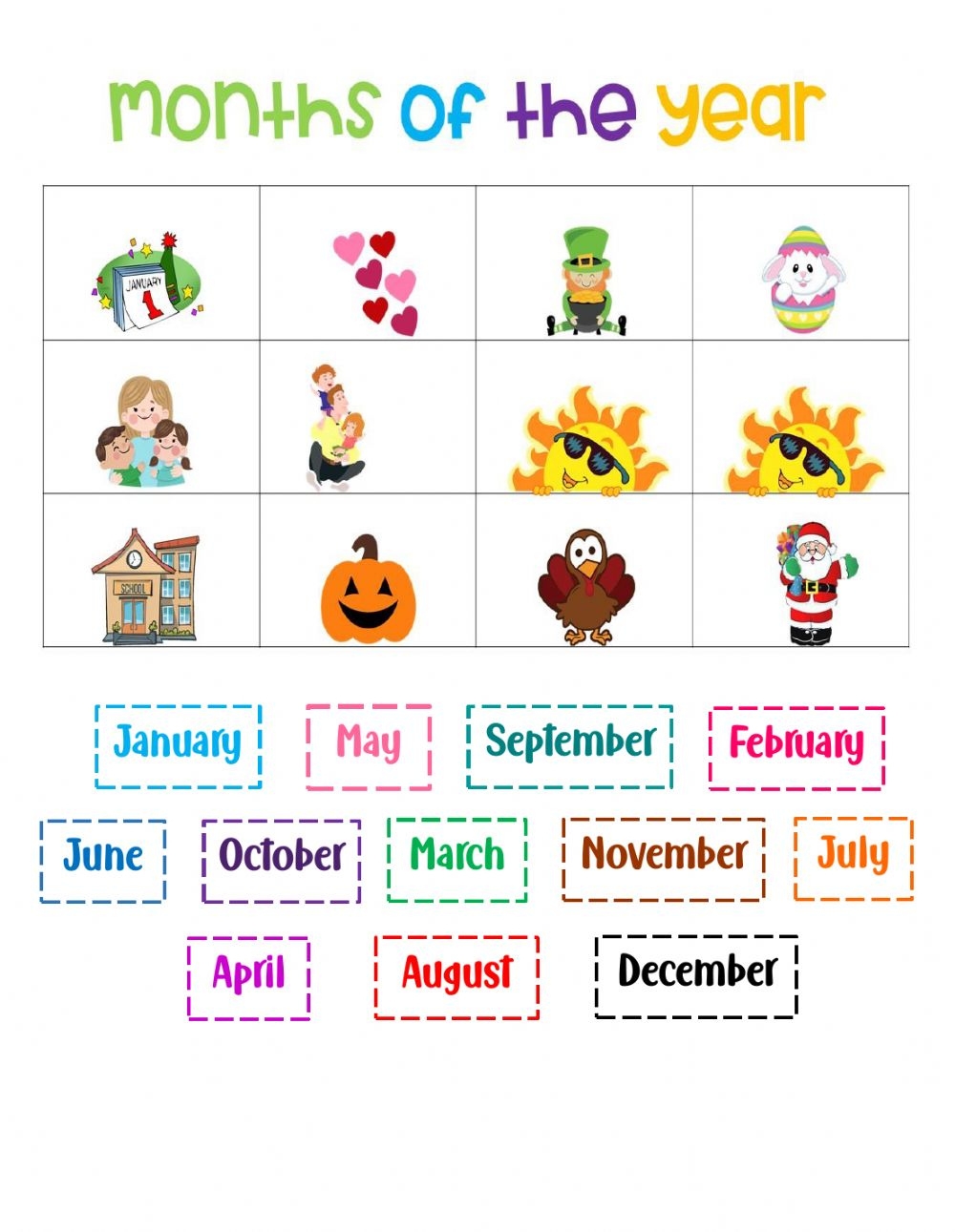 Months Of The Year Free Printable