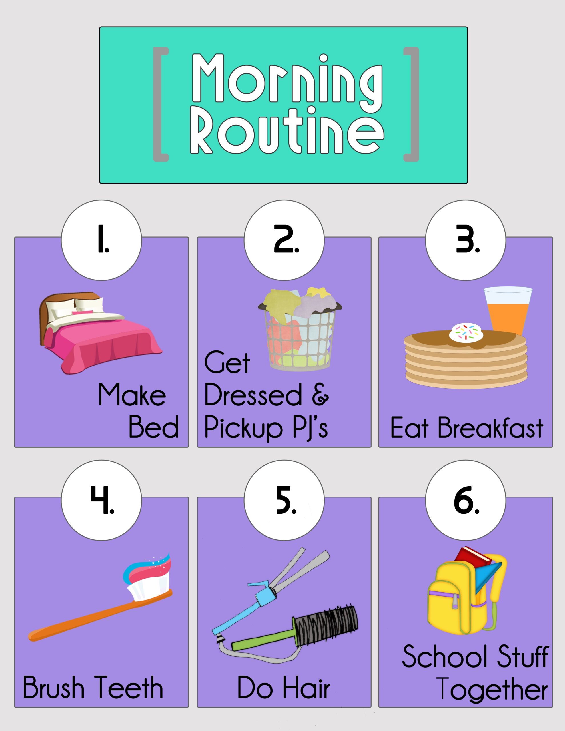 Free Printable Morning Routine Chart For Toddlers With Pictures 
