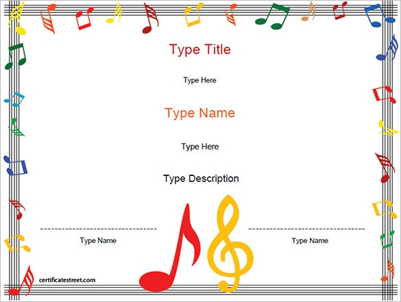 Free Printable Music Certificates For Students Printable Templates