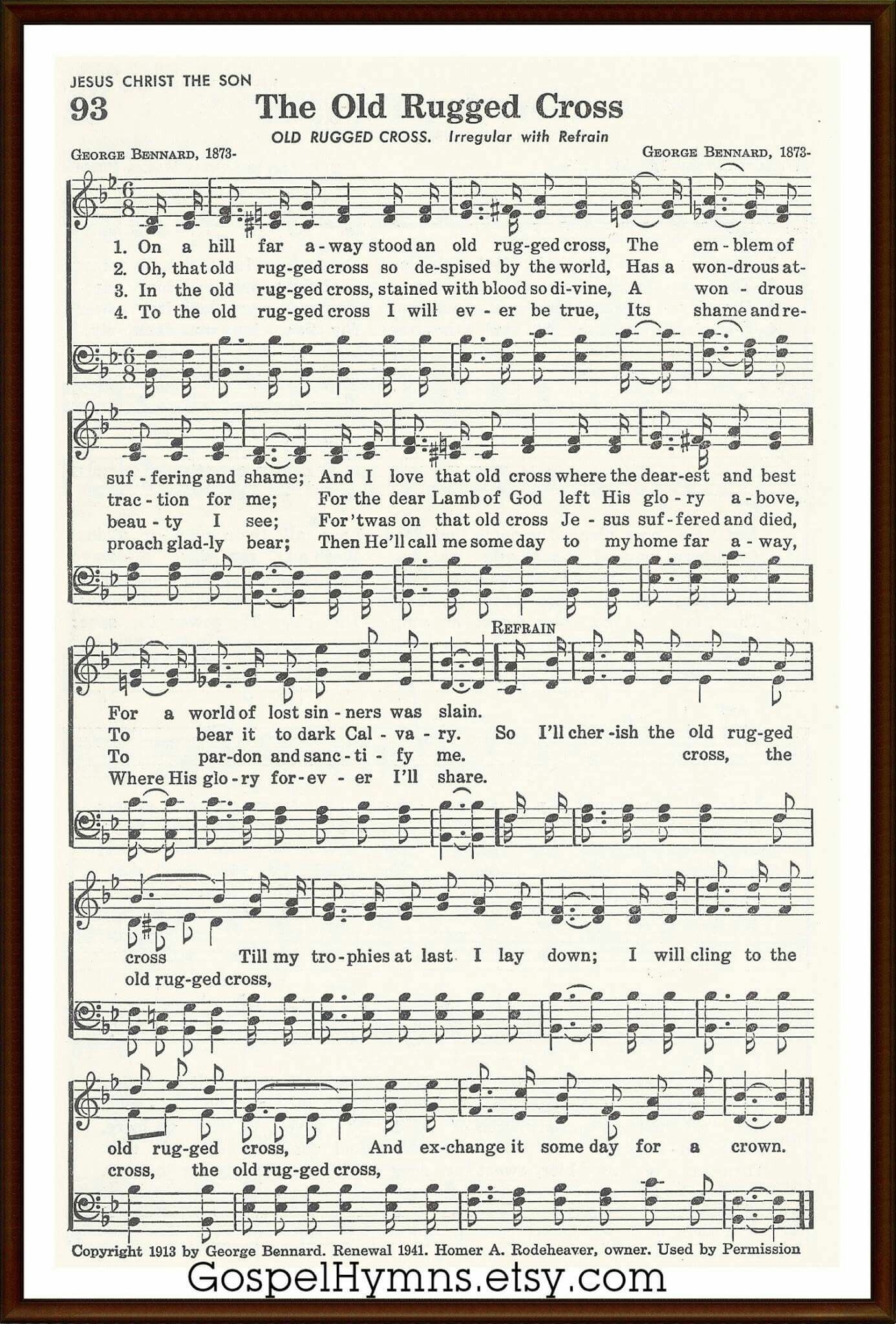 Free Printable Old Rugged Cross Sheet Music